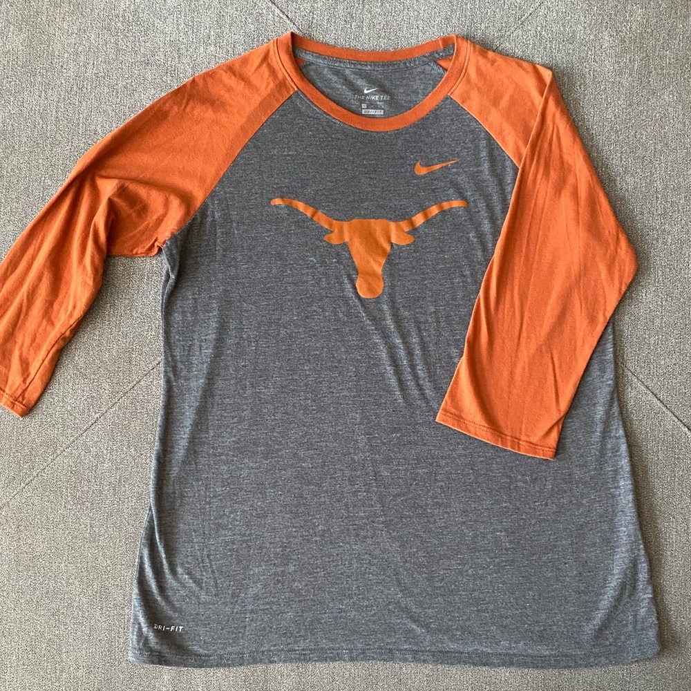EUC Women’s University of Texas Nike Dri-Fit 3/4 Sleeve T-Shirt Size large